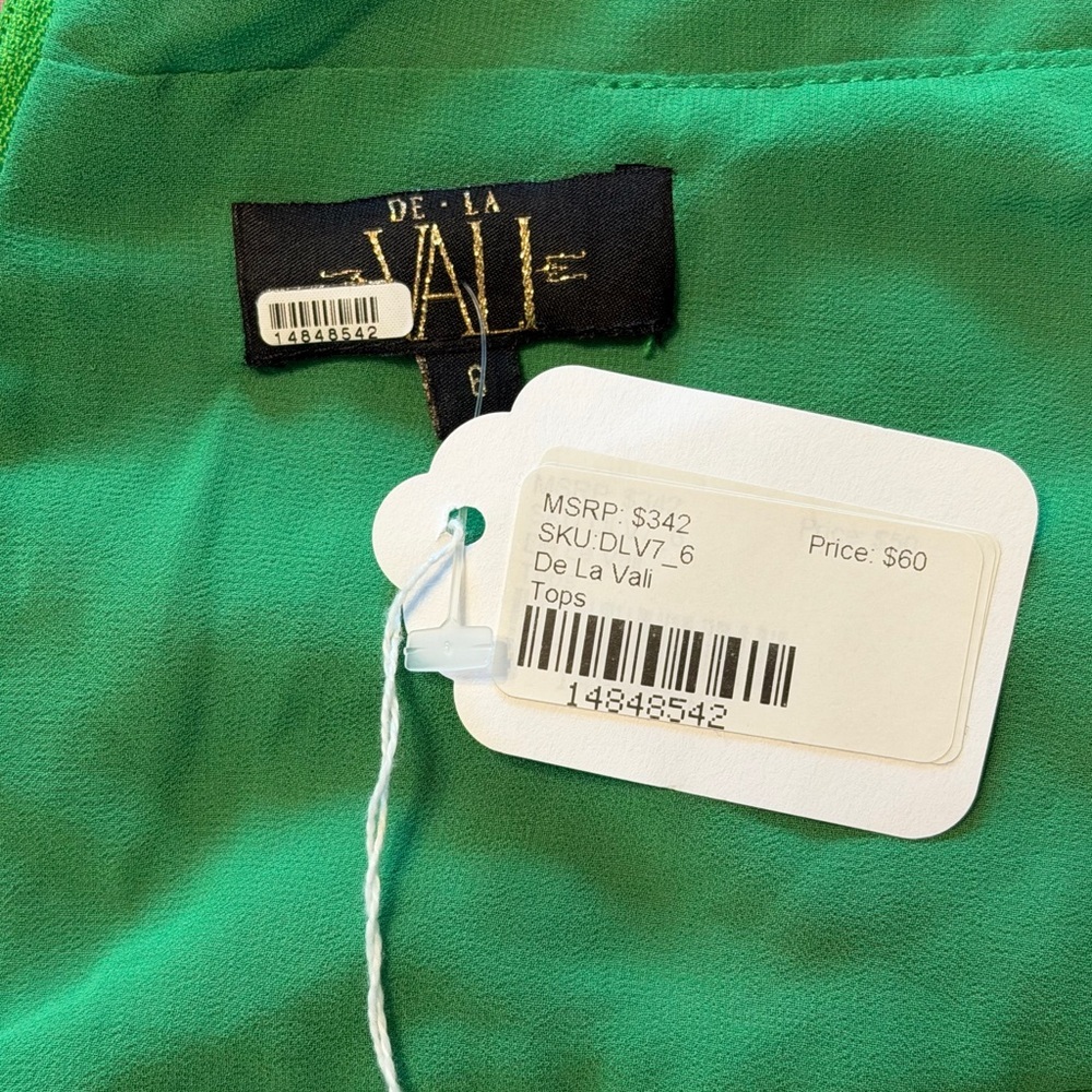 De La Vali Women’s size 2 Green Pareo Twisted Halter Neck Draped Sleeveless Top - Picture 9 of 10